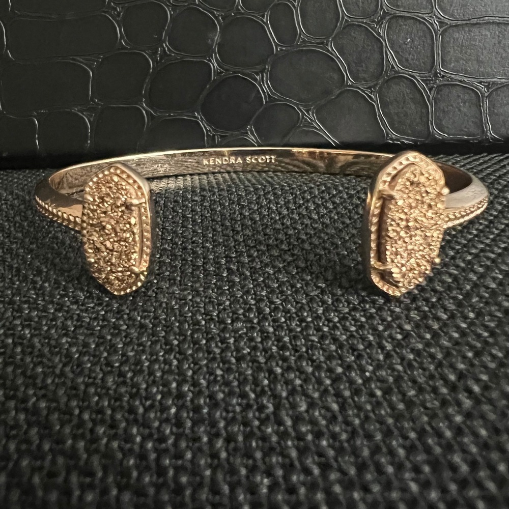 Kendra Scott Elton Rose Gold Drusy Cuff Bracelet Adjustable Size Glam